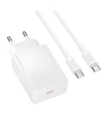 Сетевое зарядное устройство BOROFONE BAS75A с кабелем USB-C to USB-C, White