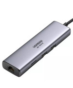 USB HUB UGREEN CM512 Type-C to 2*USB3.0/HDMI/RJ45/SD&TF/PD port Converter, Gray
