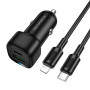 Автомобильное зарядное устройство BOROFONE BZ34B USB QC3.0 / Type-C PD38W with cable, Black
