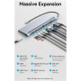 USB - Hab Vention Multi-function Ttpe-C to HDMI / VGA / Type-C Gen 1 / USB 3.0x2 / USB 2.0 / RJ45 / SD / TF / TRRS 3.5mm / PD Docking Station 0.25m