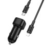 Автомобильное зарядное устройство BOROFONE BZ34B USB QC3.0 / Type-C PD38W with cable, Black
