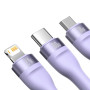 Data Кабель Baseus Flash Series Ⅱ USB to Micro USB Lightning Type-C 100W 1.2m, Purple