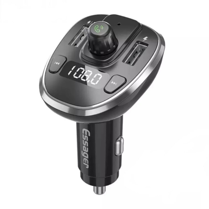 Автомобильное зарядное устройство ESSAGER 3,4А Dynamic Car Bluetooth MP3 Car Charger, Sliver