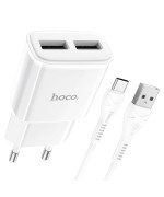 Сетевое зарядное устройство HOCO C88A Star round dual port charger set (Type-C), White