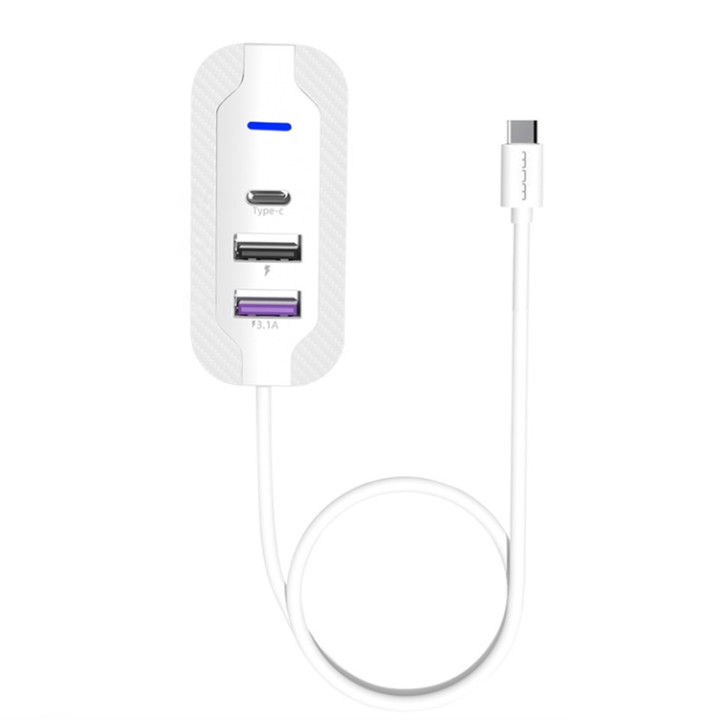 USB - хаб WUW C246 USB-C to 2 USB-A, USB-C, White