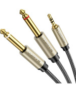 Аудио кабель UGREEN 3.5mm TRS to Dual 6.35mm TS 1m, Gray