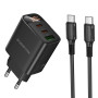 Мережевий зарядний пристрій BOROFONE BA98A Ilustre PD30W / QC3.0 Cable Type-C to Type-C, Black