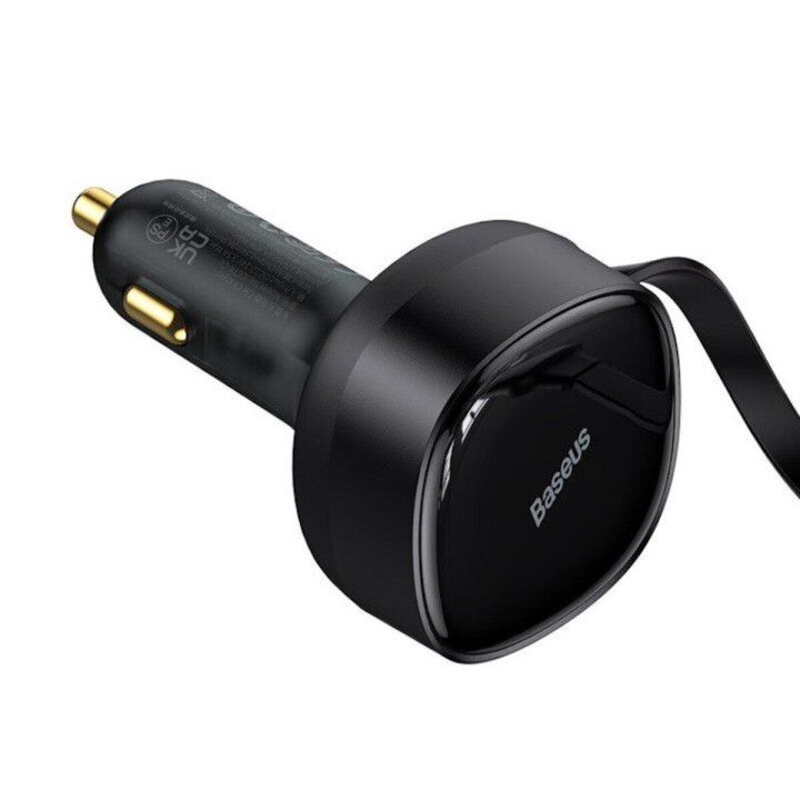 Автомобильное зарядное устройство Baseus Enjoyment Retractable 30W 3.5А 2-in-1 Car Charger, Black