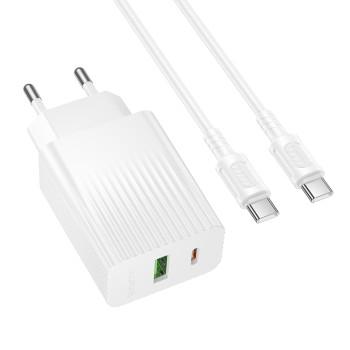 Сетевое зарядное устройство BOROFONE BAS76A PD30W / QC3.0 с кабелем, White