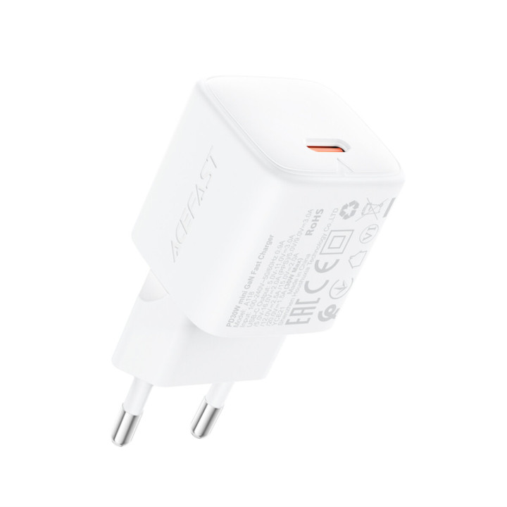 Мережевий зарядний пристрій ACEFAST A118 PD30W, White