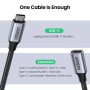 Data-Кабель UGREEN US372 Type-C Male to Type-C Female Gen2 Alu Case Braided Extension Cable 1m, Space Gray