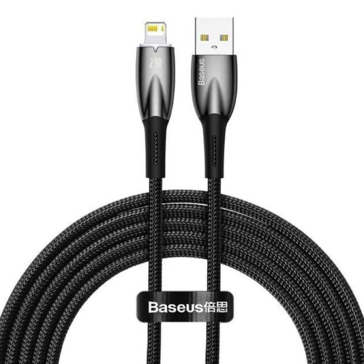 Data Кабель Baseus Glimmer Series USB to Lightning 2.4A 2m, Black