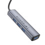 USB Hub адаптер BOROFONE DH12 Smart 4-in-1 converter 1,2 m, Metal Gray