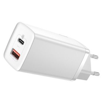 Мережевий зарядний пристрій Baseus GaN2 Lite Quick Charger 3,0 65W 3.1A, White