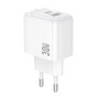 Сетевое зарядное устройство для BOROFONE BAS45A Potential PD30W + QC3.0 EU, White