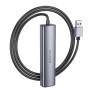 USB Hub адаптер BOROFONE DH12 Smart 4-in-1 converter 1,2 m, Metal Gray