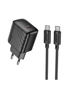 Мережевий зарядний пристрій HOCO CS24A Puerto single-port PD25W / QC3.0 cable Type-C to Type-C, Black