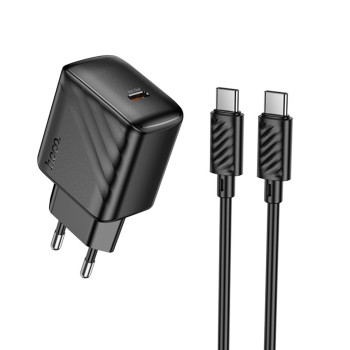 Мережевий зарядний пристрій HOCO CS24A Puerto single-port PD25W / QC3.0 cable Type-C to Type-C, Black