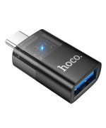 Перехідник HOCO UA36B Type-C male to USB female OTG transparent adapter, Black