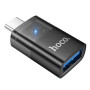 Перехідник HOCO UA36B Type-C male to USB female OTG transparent adapter, Black