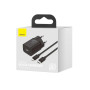 Мережевий зарядний пристрій Baseus Super Si 1C 20W Cable Type-C / Lightning 1m, Black