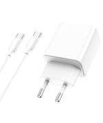 Сетевое зарядное устройство BOROFONE BA67A PD20W / QC3.0 cable Type-C to Type-C, White