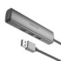 USB Hub адаптер BOROFONE DH12 Smart 4-in-1 converter 1,2 m, Metal Gray