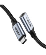 Data-Кабель UGREEN US372 Type-C Male to Type-C Female Gen2 Alu Case Braided Extension Cable 1m, Space Gray