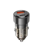 Автомобильное зарядное устройство BOROFONE BZ20 Smart dual port PD20W / QC3.0, Transparent Black