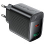 Мережевий зарядний пристрій ACEFAST A106 PD45W / QC3.0 GaN, Black