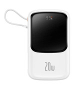 Зовнішній акумулятор Power Bank Baseus Qpow Pro Digital Display 20W 10000mAh cable Type-C 3A 0.3m, White
