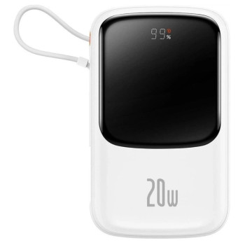 Зовнішній акумулятор Power Bank Baseus Qpow Pro Digital Display 20W 10000mAh cable Type-C 3A 0.3m, White