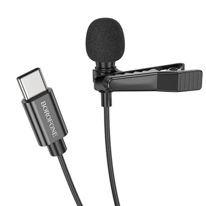 Мікрофон петличка Borofone BFK11 Type-C 2m, Black