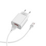 Мережевий зарядний пристрій BOROFONE BA20A Sharp 10.5W cable Micro-USB 1m, White