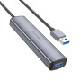 USB Hub адаптер BOROFONE DH12 Smart 4-in-1 converter 1,2 m, Metal Gray