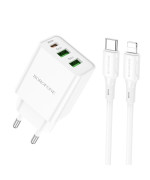 Мережевий зарядний пристрій BOROFONE BA70A PD20W Cable Type-C to Lightning 1m, White