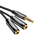 Аудиокабель UGREEN AV134 3.5mm Male to 2 Female Audio Cable 20cm, Black