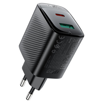 Сетевое зарядное устройство ACEFAST A106 PD45W / QC3.0 GaN, Black