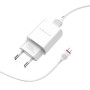 Мережевий зарядний пристрій BOROFONE BA20A Sharp 10.5W cable Micro-USB 1m, White