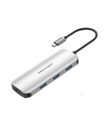USB - Hab Vention Type-C to HDMI / USB 3.0x3 / SD / TF / PD 0.15m, Gray 