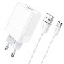Мережевий зарядний пристрій BOROFONE BA47A USB QC3.0 3A cable Type-C 18W 1m, White