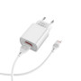 Мережевий зарядний пристрій BOROFONE BA20A Sharp single 10.5W cable USB - Lightning 1m, White