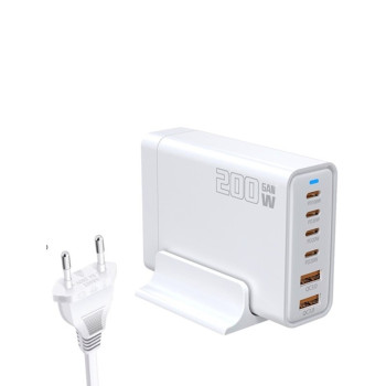 Сетевое зарядное устройство WUW-C214 Gan PD200W / QC3.0 3A, White