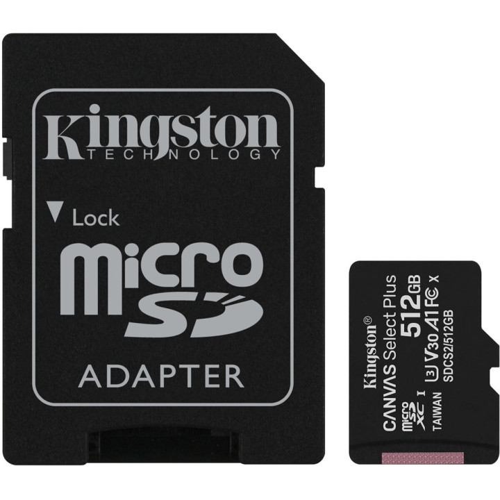 Карта пам'яті Kingston Canvas Select Plus microSDXC (UHS-1) 512Gb class 10, Black