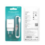 Мережевий зарядний пристрій BOROFONE BA20A Sharp single 10.5W cable USB - Lightning 1m, White