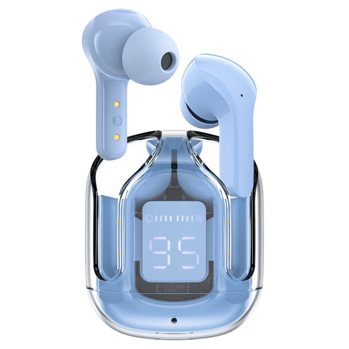 Bluetooth наушники - гарнитура ACEFAST T6 True wireless stereo headset 500 mAh, Ice Blue