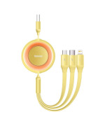 Data Кабель Baseus Bright Mirror 2 Series Retractable 3-in-1 Fast Charging USB to Micro / Lightning / Type-C 3.5A 1.1m, Yellow