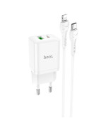 Сетевое зарядное устройство HOCO N28 PD20W / QC3.0 cable Type-C to Lightning White