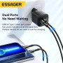 Сетевое зарядное устройство Essager Camber GaN travel Phone Charger 20W 3A, Black