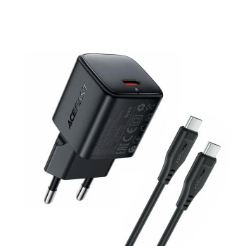 Сетевое зарядное устройство ACEFAST A117 с кабелем USB Type-C to USB Type-C, Black